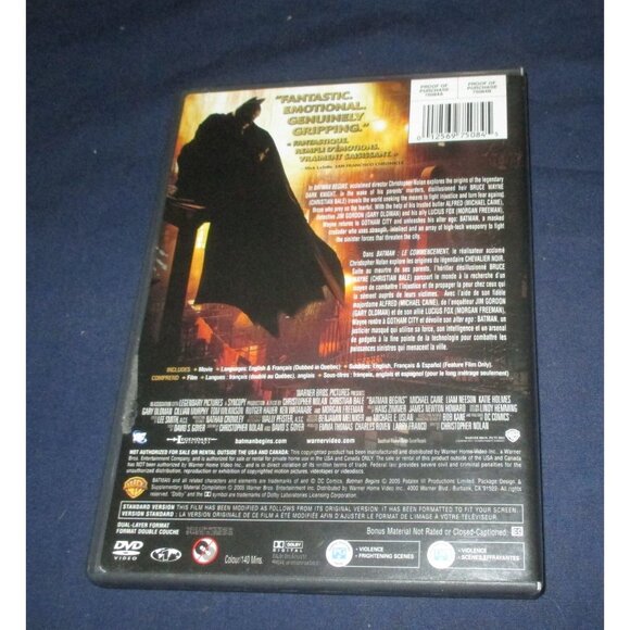Batman Begins (DVD, 2005, Canadian) - Picture 3 of 3